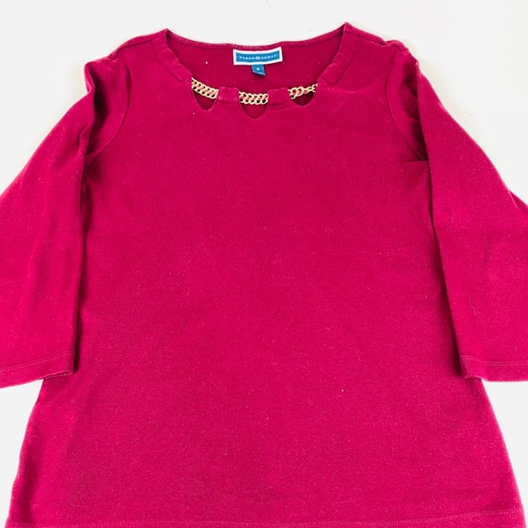 Karen Scott- Maroon Long Sleeves Top. Size Medium. - Picture 1 of 5
